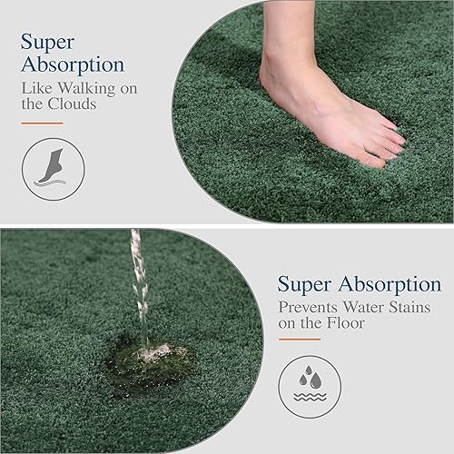 Miniatura 4 de Walensee - Tapete de baño antideslizante, absorbe el agua, de microfibra suave, peluda, lavable a máquina, para sanitario, en forma de U, 20 x 24