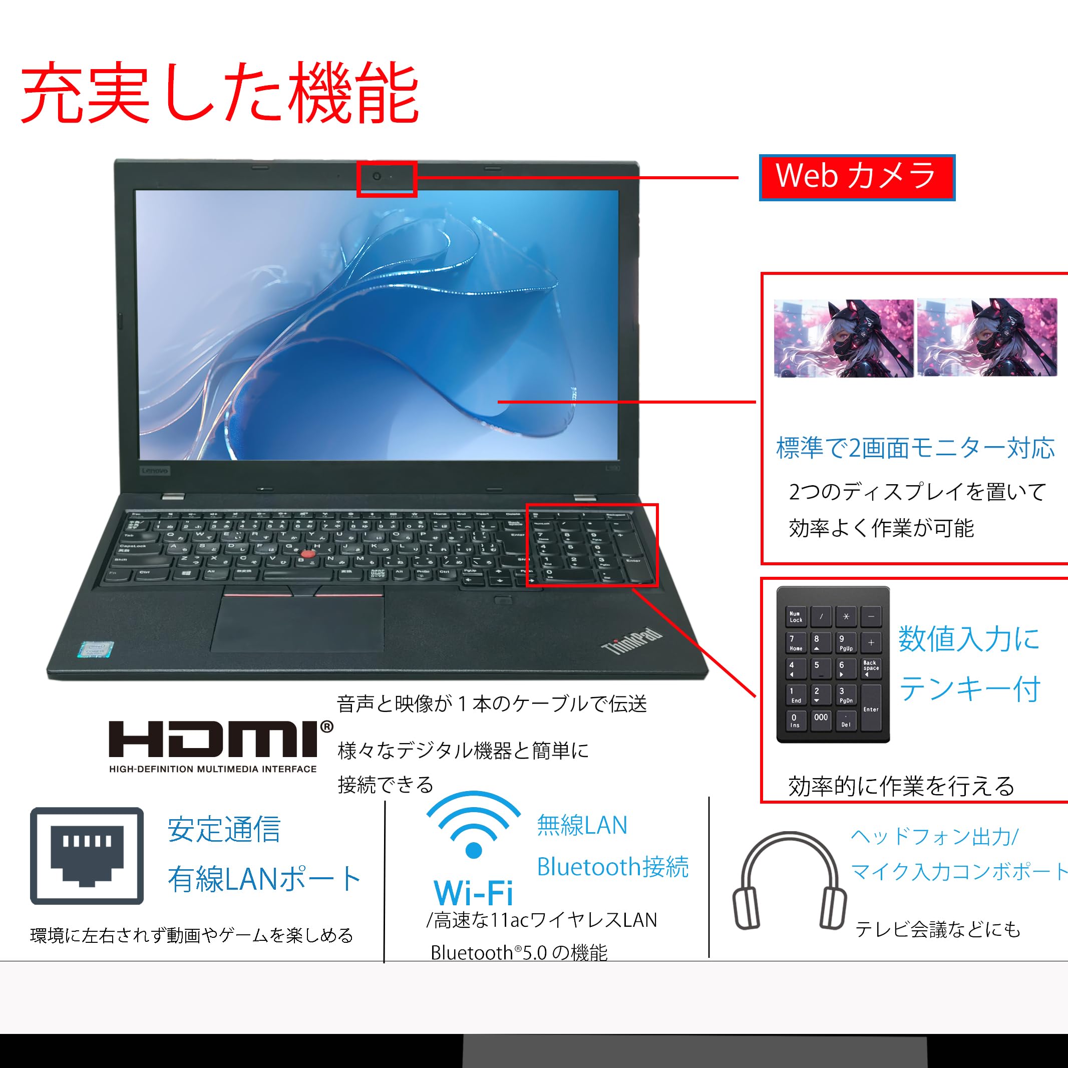 Amazon.co.jp: 【整備済み品】 15.6インチ Webカメラ内蔵 フルHD