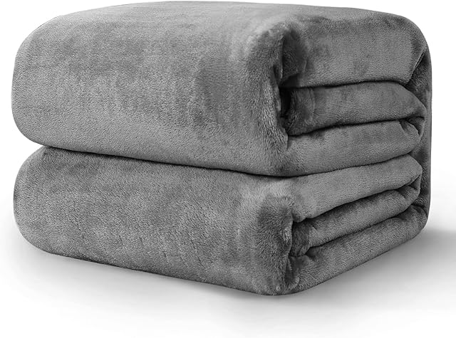 EHEYCIGA Fleece Blanket Extra Large Throws for Settees Grey Throw Fluffy Warm Soft Blanket for Bed Settees Armchairs, Fit All Season, King Size, 270x230cm