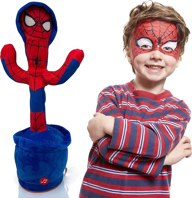 Ava's Toys Dancing Toy Interactive Superhero Robot Spider Singing and Dancing Baby Talking Toy 120 Songs Talking Blue Toy for Boys and Girls Funny Talking and Dancing Cactus with Led Lights