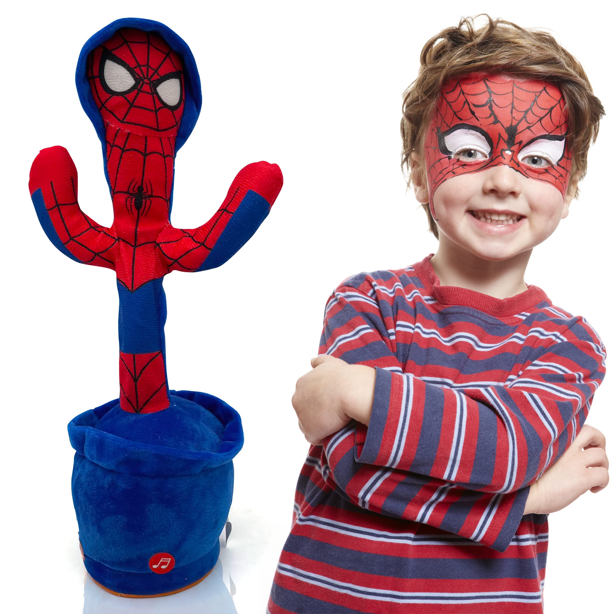 Ava's Toys Dancing Toy  Interactive Superhero Robot Spider  Singing and Dancing Baby Talking Toy  120 Songs Talking Blue Toy for Boys and Girls  Funny Talking and Dancing Cactus with Led Lights
