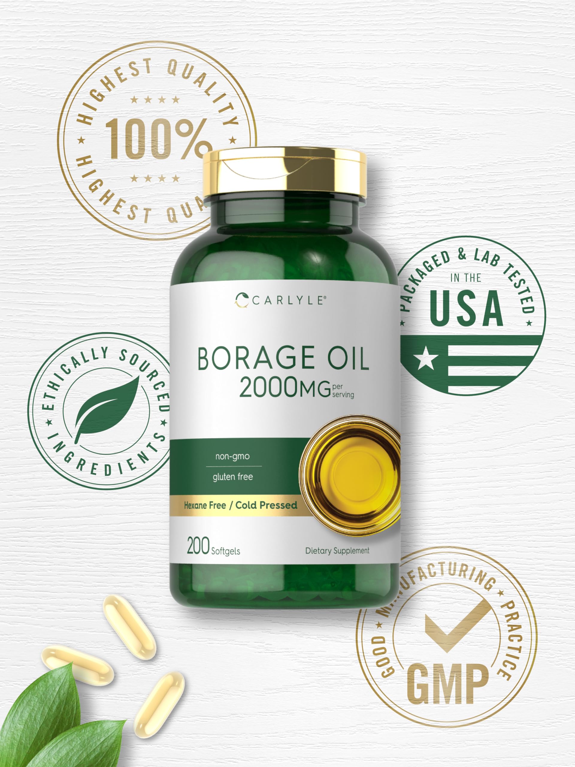 Carlyle Borage Oil Supplement | 2000mg | 200 Softgel Capsules — Amazon image 6
