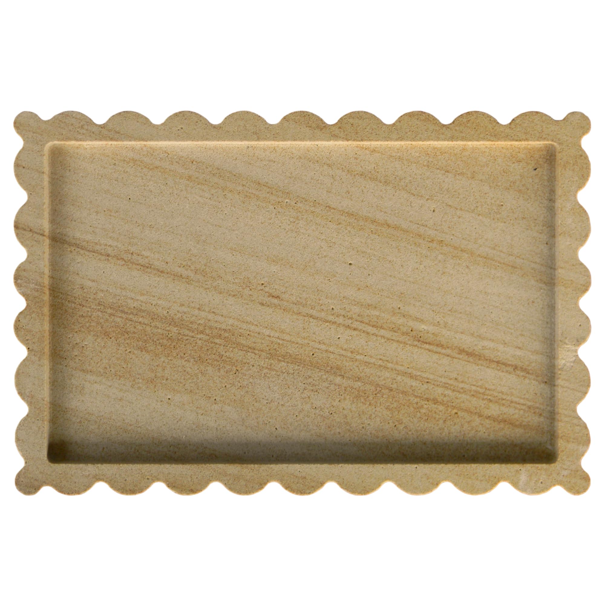 Natural Marble Tray for Kitchen Counter Handmade Decorative Coffee Table Countertop Luxury Scalloped for Desktop/Vanity/Bathroom/Bedroom Organizer Ideal for Serving/Perfume/Jewelry (11x8 Inches)