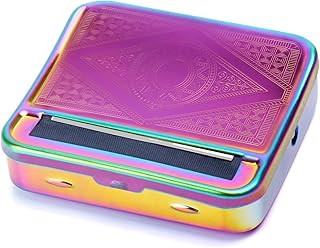 DIMJ Automatic Rolling Box, Cigarette Rolling Machine Portable Metal Box for Rolling Tobacco, Smoking Roller and Storage Case (Multicolour)