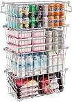 4Pcs Freezer Organizer（0Pcs Expandable Hanging Refrigerator Basket and 4Pcs Stackable Freezer Containers）,Stainless Steel Wire Basket for Freezer&Upright Freezer