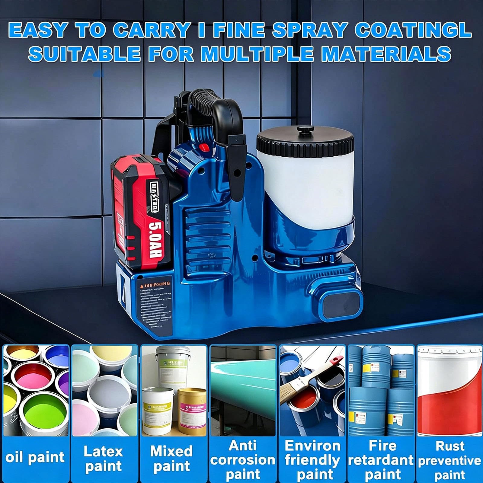 Pulverizador Quick Shot para un alto alcance de 360° y pulverización rápida, ideal para pintura a base de agua y proyectos de bricolaje, diseño eficiente a pilas