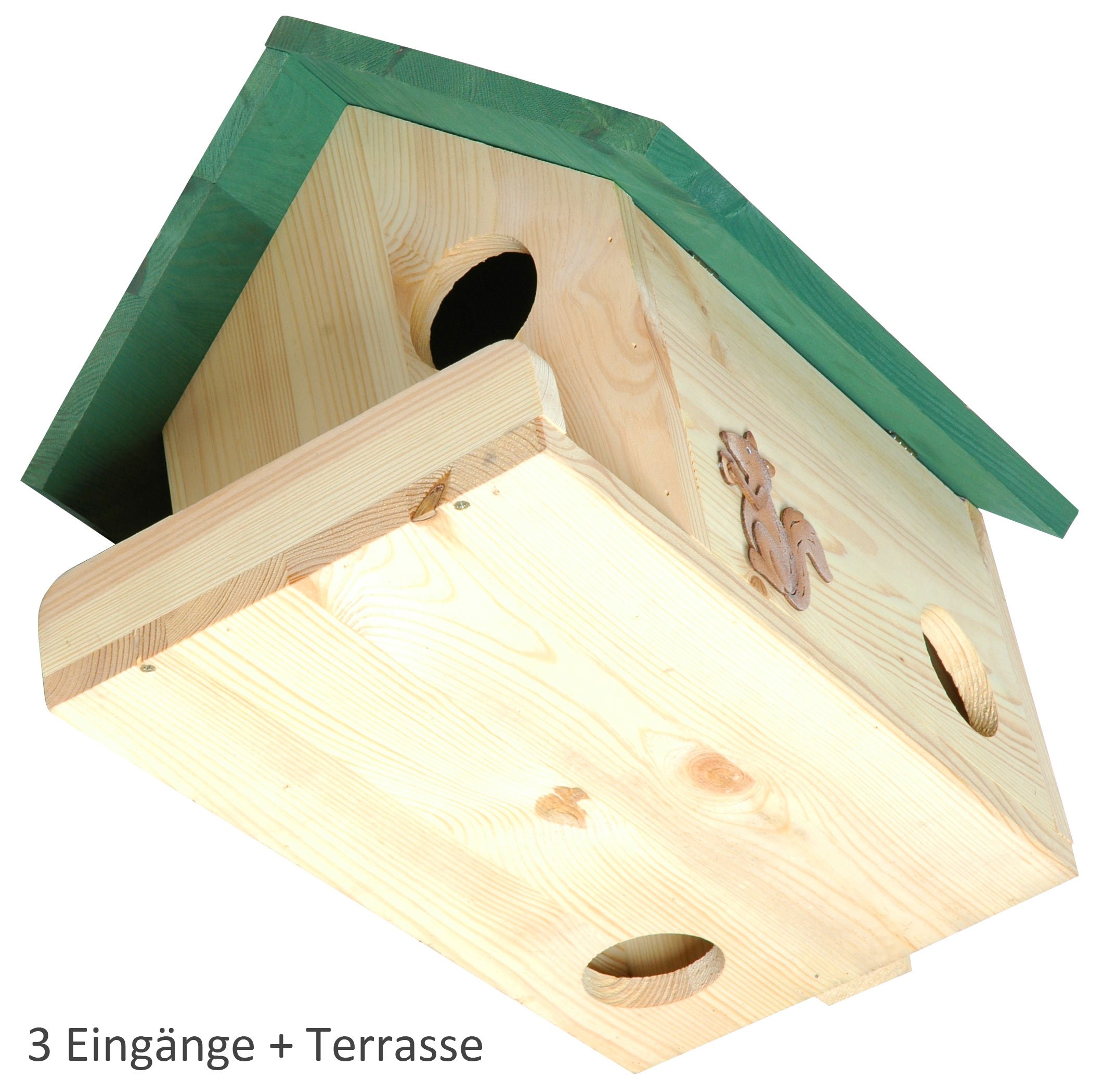 dobar® 22218e Eichhörnchenkobel - Schlafplatz für Eichhörnchen - Eichhörnchennest aus Massivholz - Überwinterungsstation zum Aufhängen - 26 x 47,5 x 34,5 cm - Grün