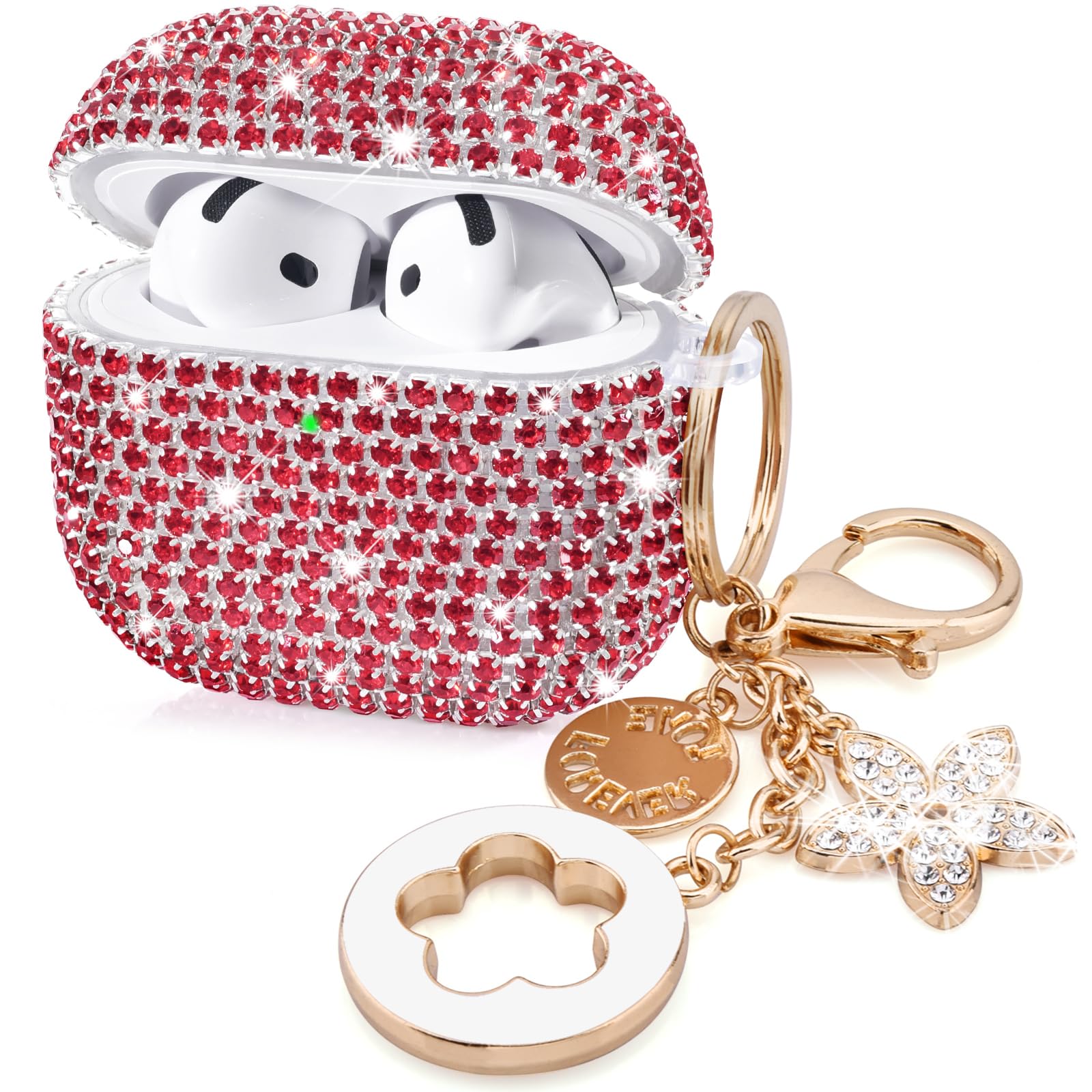 VISOOM Cute Jewelry Case for Airpods 4 Cases 2024 Cover Women, Sparkly Air pods 4 Gen Case Hard TPU Airpod Cases 4th Generation Glitter iPods 4 Cas