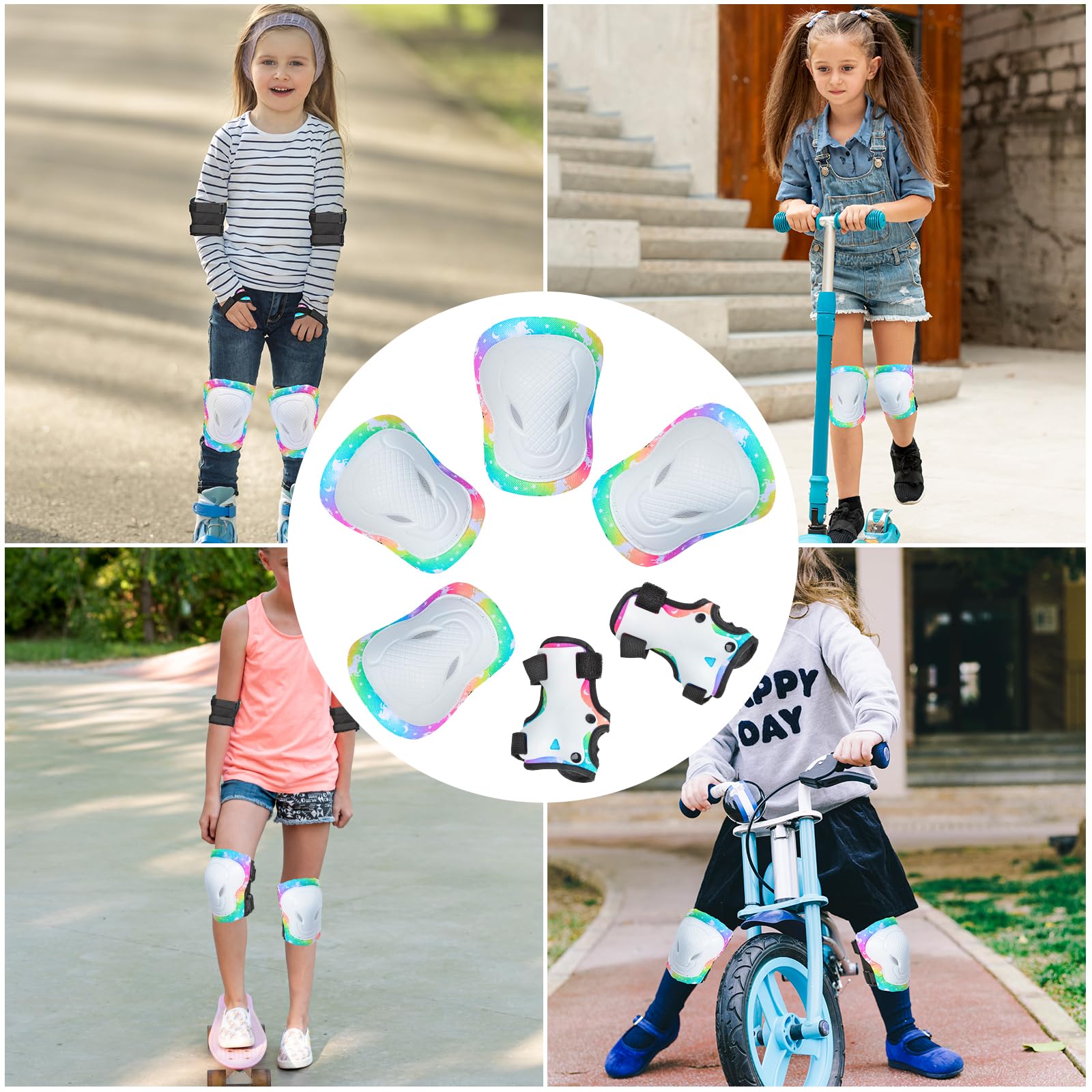 Protection Roller Enfant Fille, Protections pour Patins a Roues Alignées pour Enfants, Sacs a Cordon pour Patins a roulettes, Vélos, Trottinettes, Draisiennes