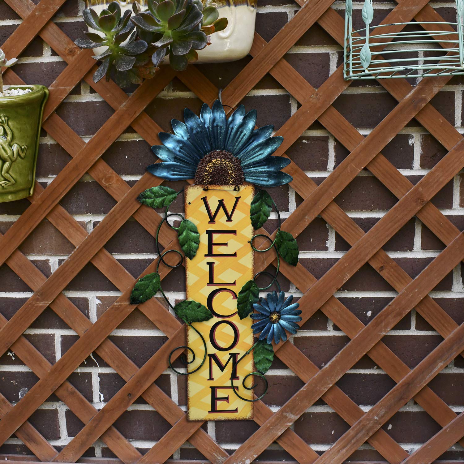 K KILIPES Metallschild 'Welcome' Mit Herz – 30,5 Cm Gartenstecker Für Blumentöpfe & Beete – Gartendekoration