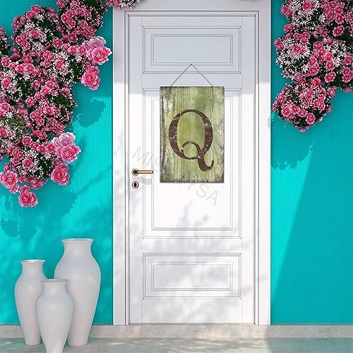 Vista 346 de Letrero colgante de madera con letra J, letrero de madera para decoración del hogar, 26 letras del alfabeto de metal, placa de madera, decoración