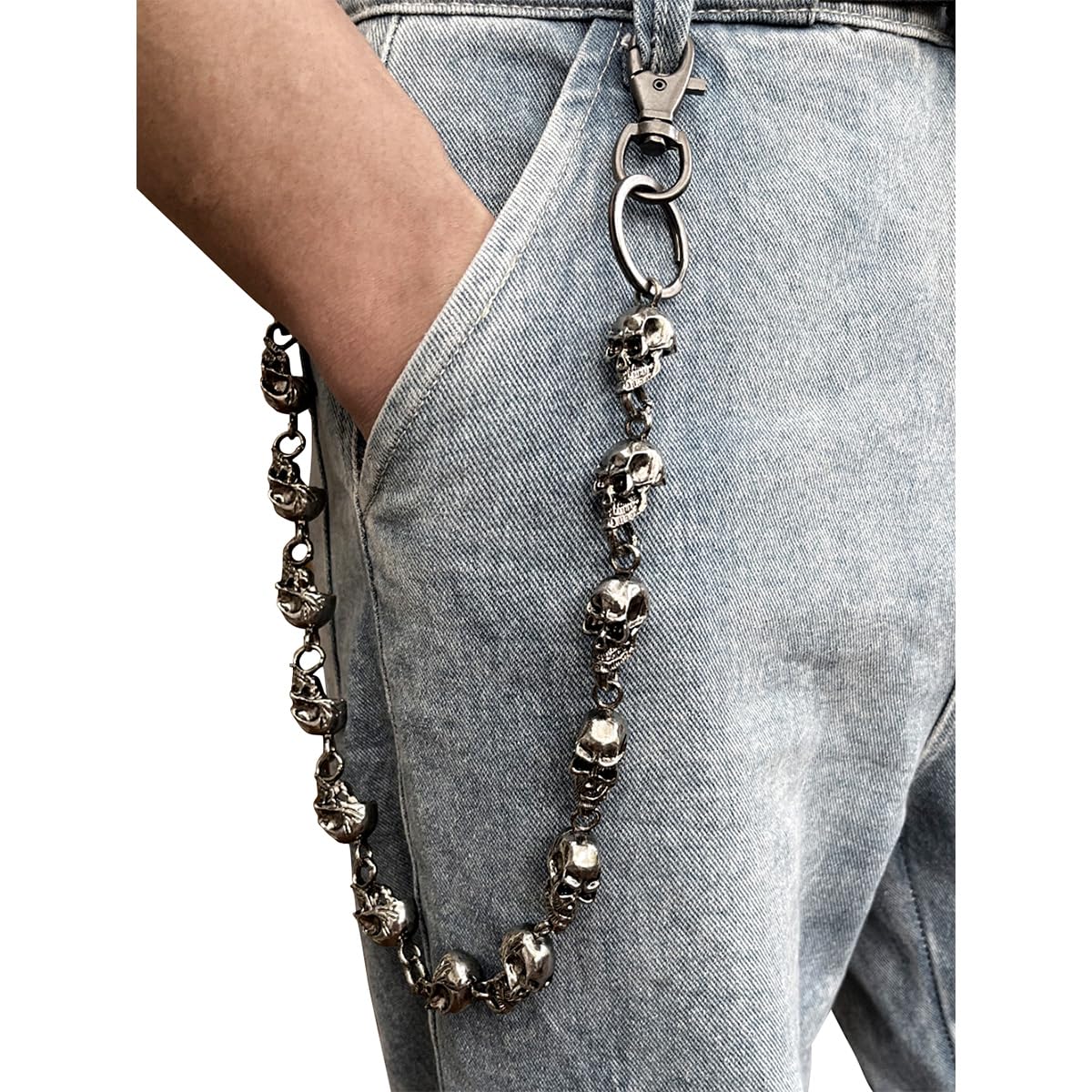 PINKPIN Skull Wallet Chains for Men Pants Chain Jean Chains Belt Chain Biker Chain Skull Chains Halloween Costumes Decor Pocket Chains Punk Heavy Goth Accessories