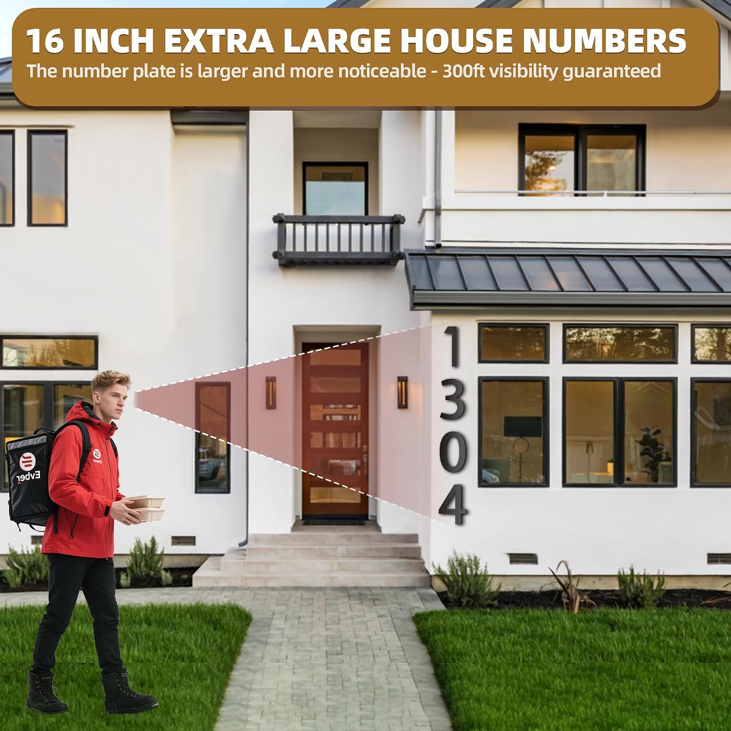 16 Inch House Numbers For Outside, Large Floating House Numbers For Outside, Big Address Numbers For House, Extra Large Black Metal 16 Inch House Address Numbers (4)