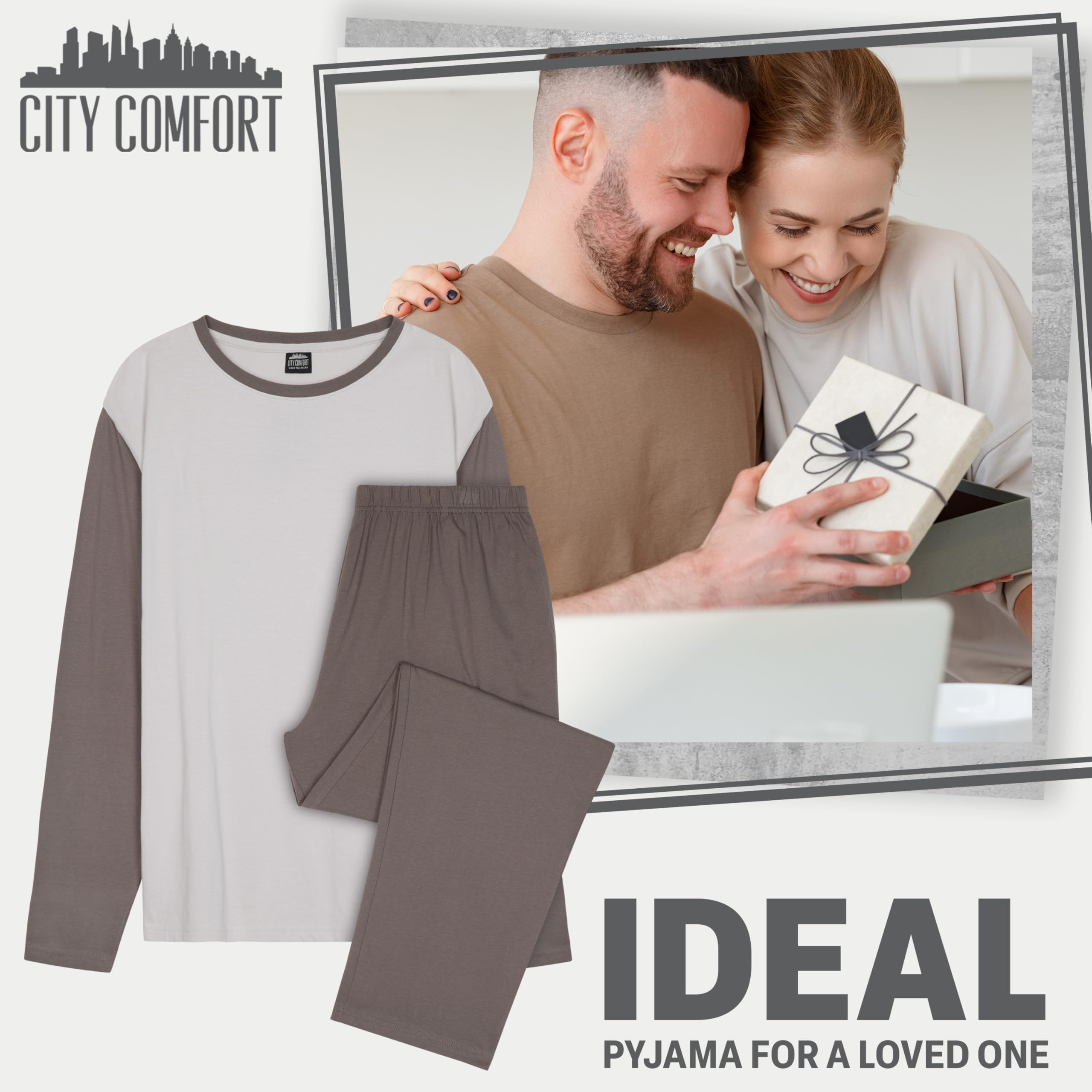 CityComfort Lungo Pigiama Uomo Set, Adulti Adolescenti Morbido 2 Pezzi Pigiama Caldo