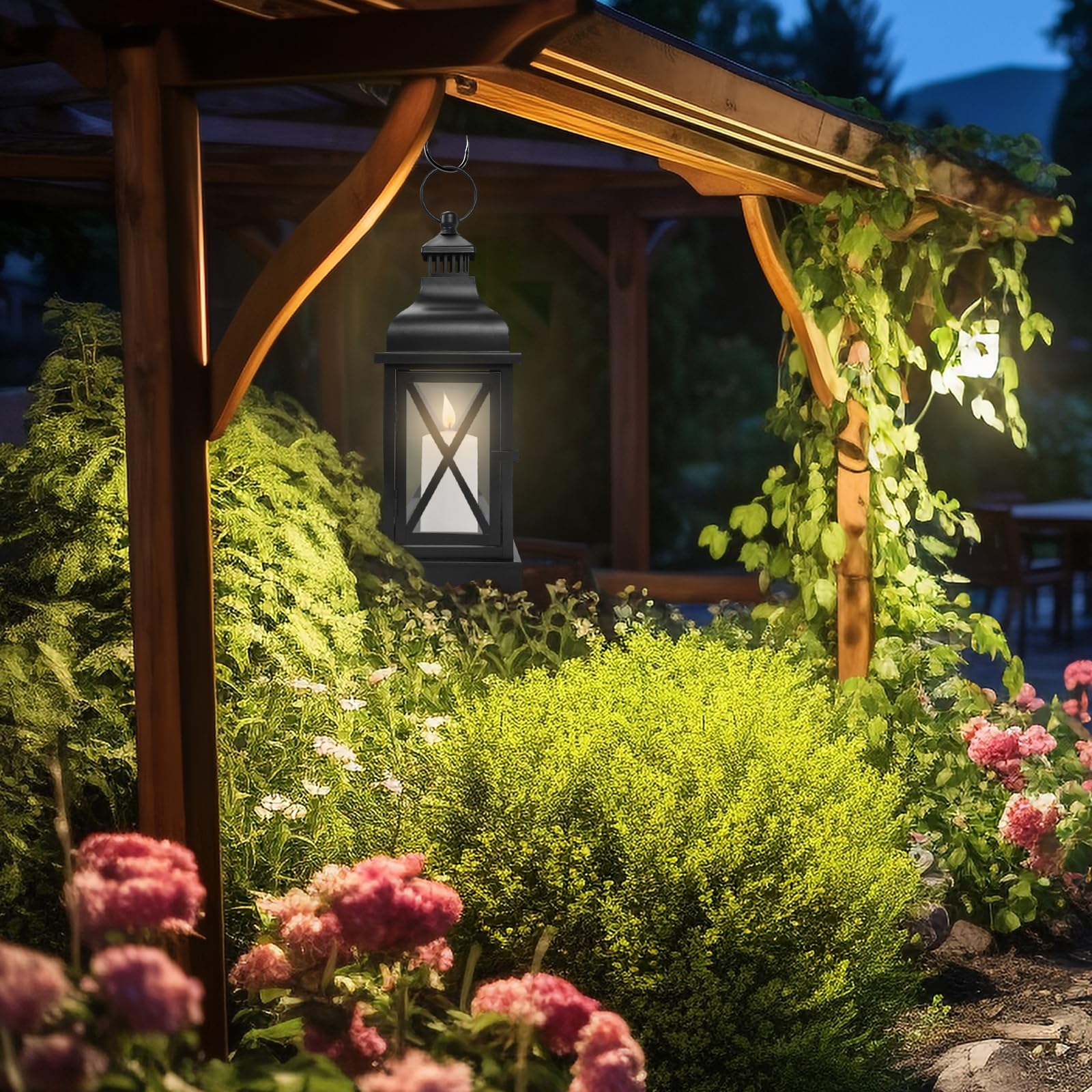 Schwarze Metall Grablaterne Friedhof Wetterfest Windlicht groß Outdoor Garten Kerzenlaterne Dekorative Laternen für draußen Höhe 36 cm