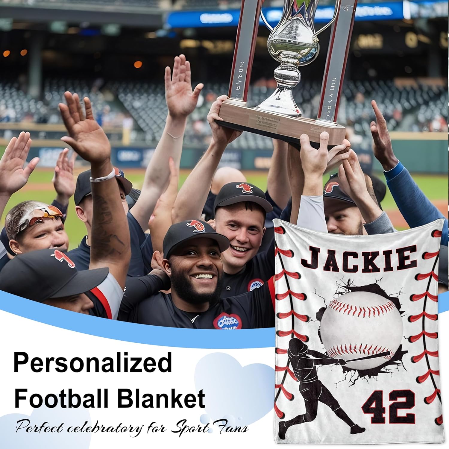 Ship Next Day Personalized Baseball Blanket Gifts for Teen Boys Custom Sport Baseball Player Lovers Fans Gifts Customized Throw Blanket for Men Son Kids - Image 8