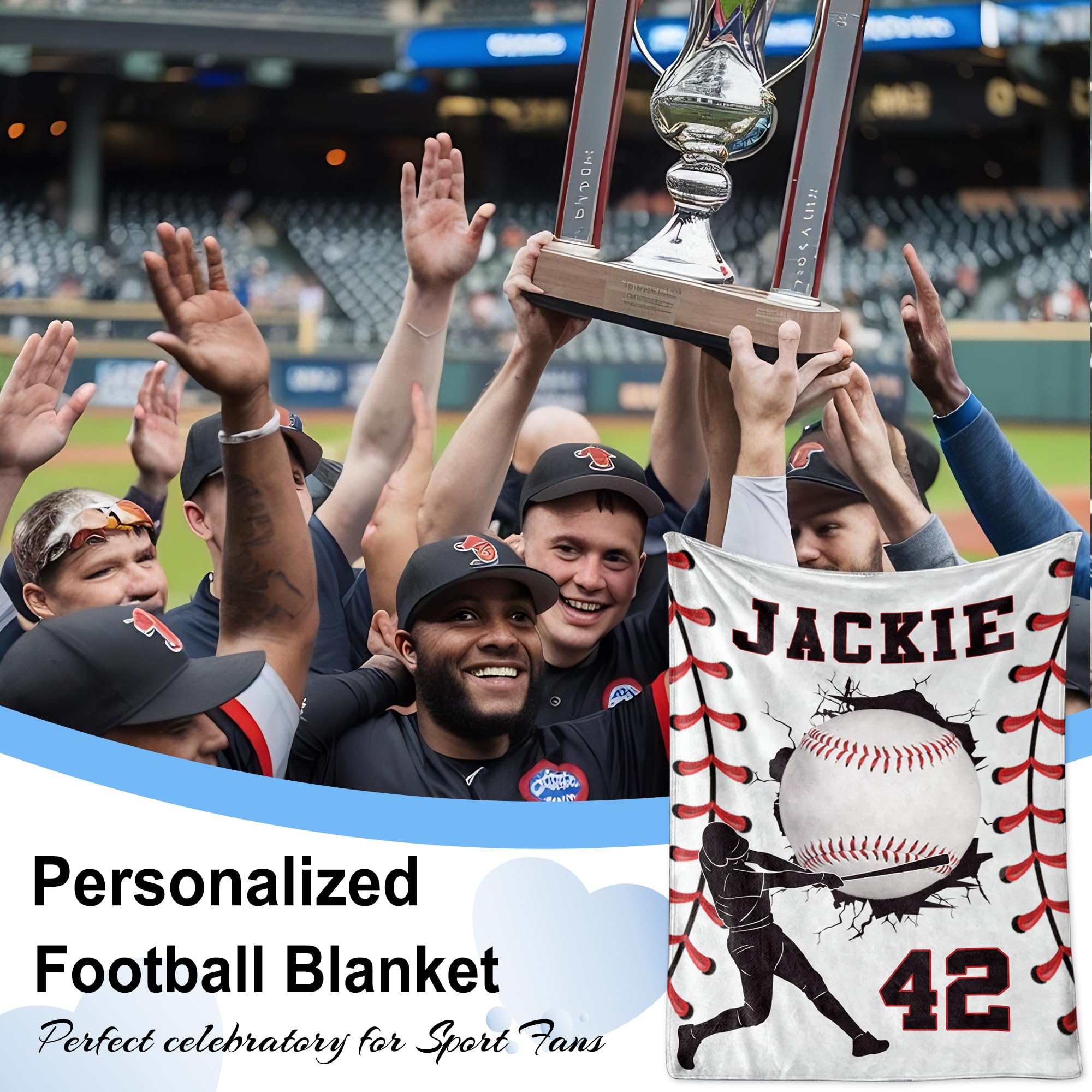 Ship Next Day Personalized Baseball Blanket Gifts for Teen Boys Custom Sport Baseball Player Lovers Fans Gifts Customized Throw Blanket for Men Son Kids
