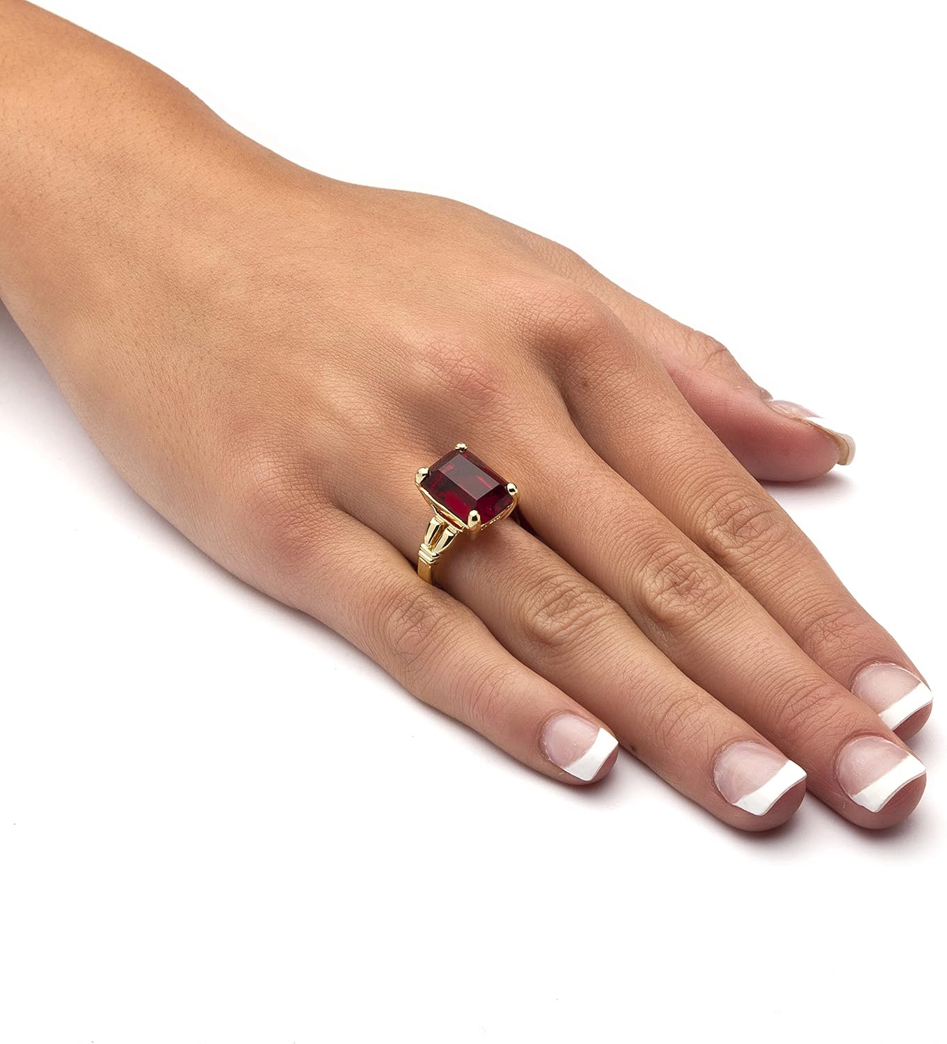 Palm Beach Jewelry PalmBeach Yellow Gold-Plated Emerald Cut Simulated Birthstone Ring Sizes 5-10