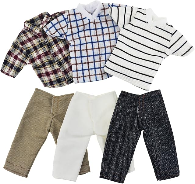 Asiv 3 Sets Plaid Jacket Pants Clothes for Ken Fashionista Doll, Girls Christmas Birthday Gift