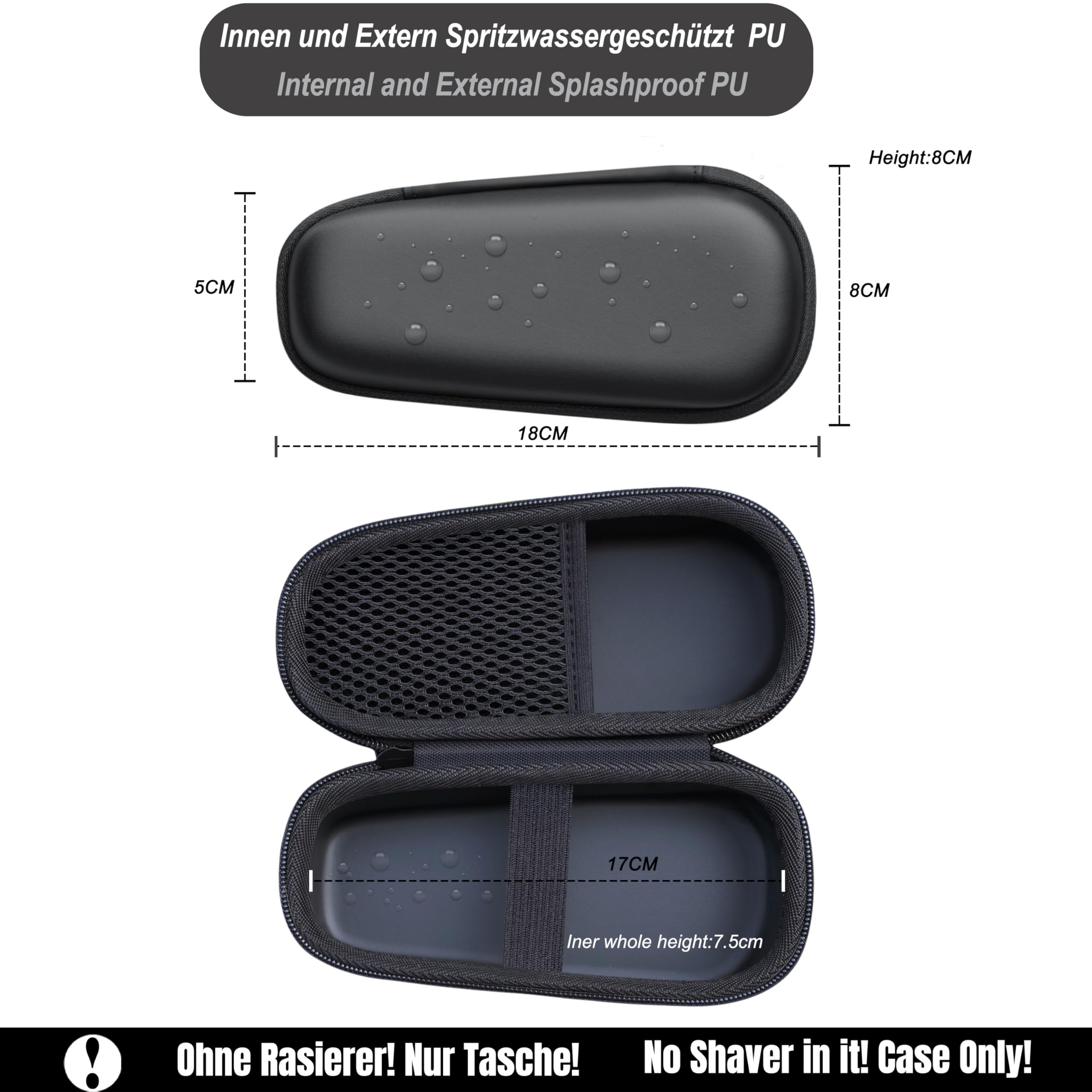 Woollo PU Case Compatible with Philips Shaver Series 3000 S3145/00 S3342 3000X X3001 X3053 Beard Trimmer Portable Hard Travel Case Waterproof Bag for Electric Wet and Dry Shaver 3000 - Image 3