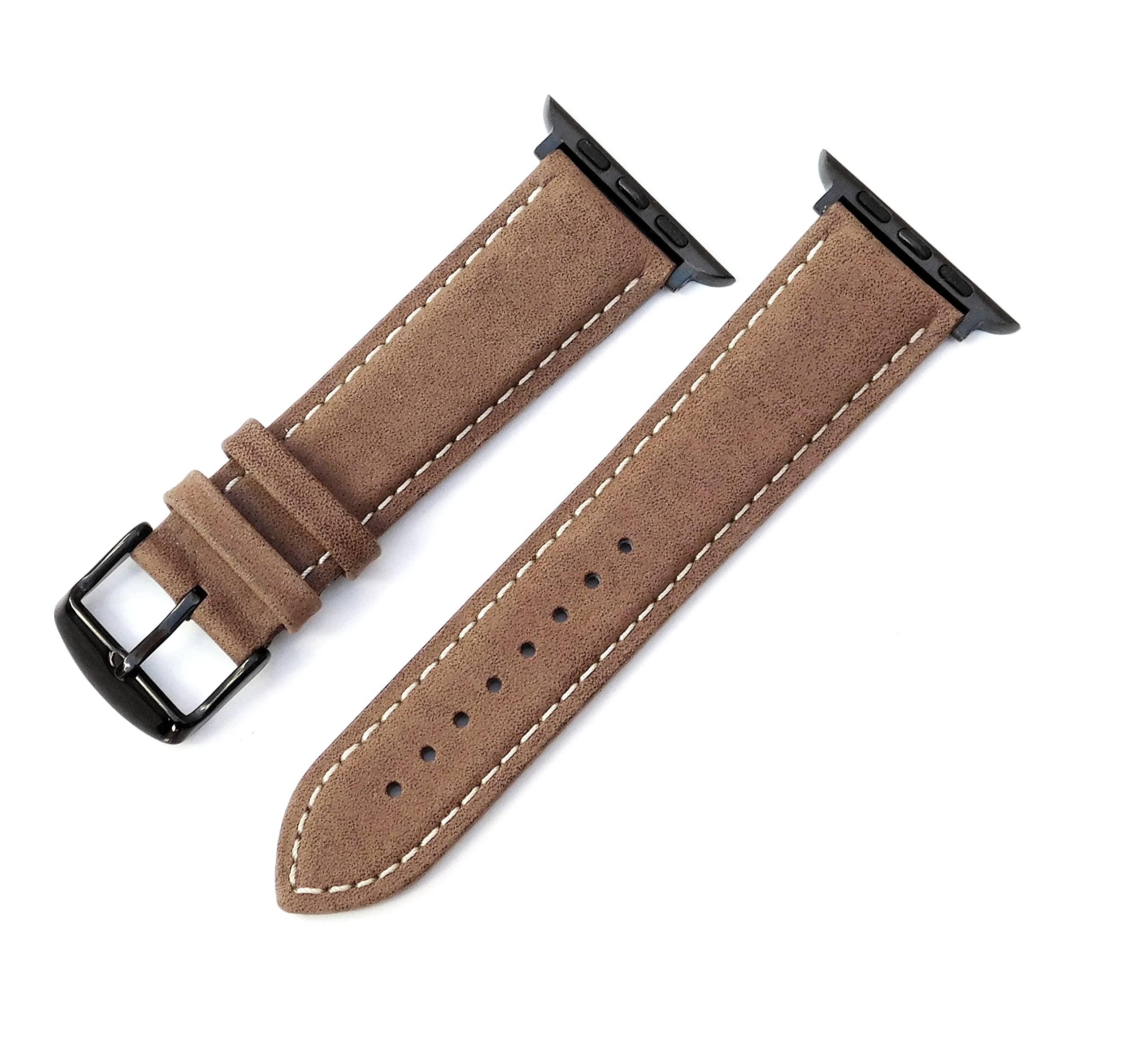 Stech Suded Leather Strap Compatible Apple Watch SE & Series 7 6 5 4 3 2 1 for Men and Women, 42mm 44mm 45mm, Brown Suede Padded + Black (Buckle & Adapter)(Watch Not Included) (B09Q9653XH) Amazon Price History, Amazon Price Tracker