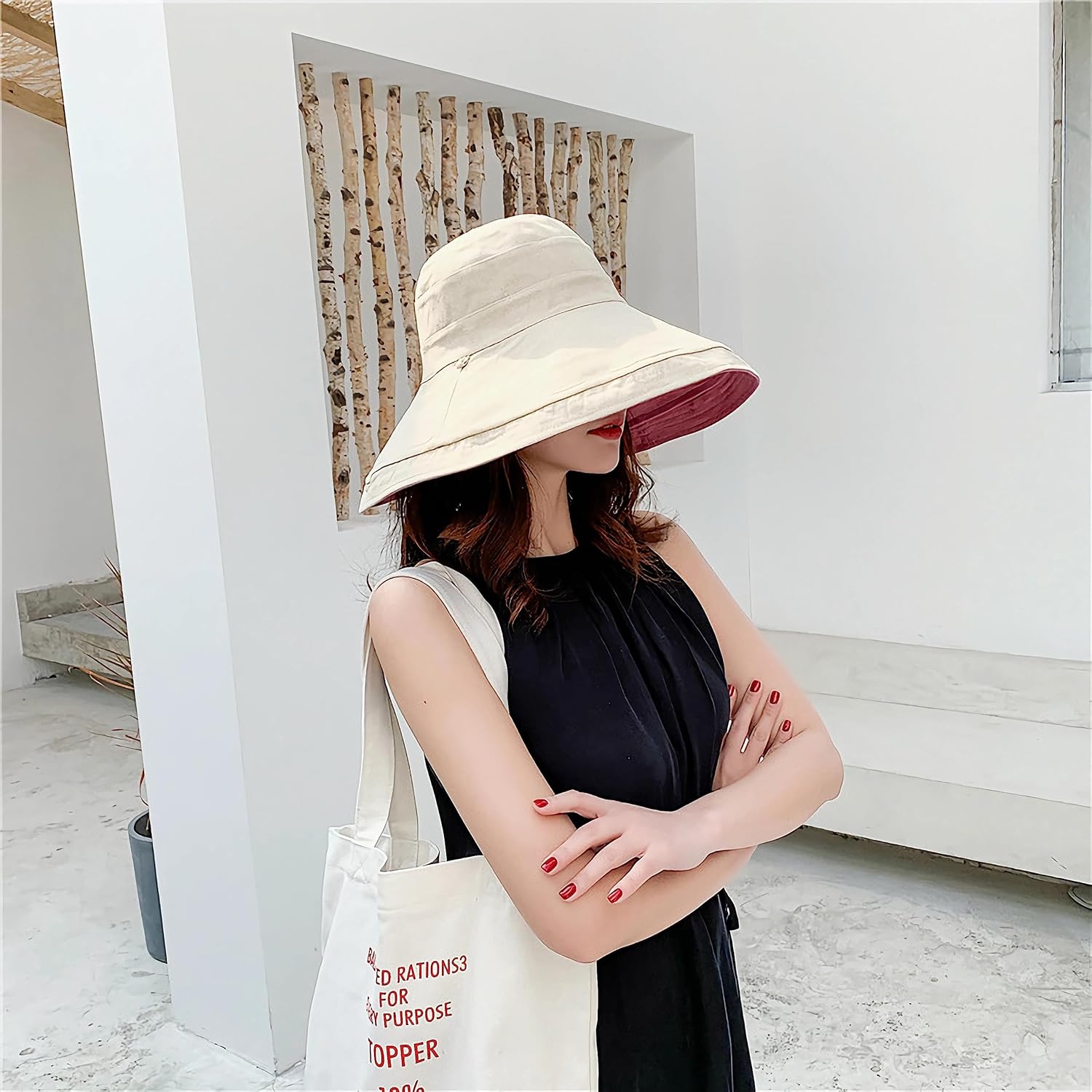 Women Wide Brim Sun Hats Metal Wired Edge Summer UV Protection Beach Fishing Hat for Hiking Garden Travel Chin Strap - Image 2