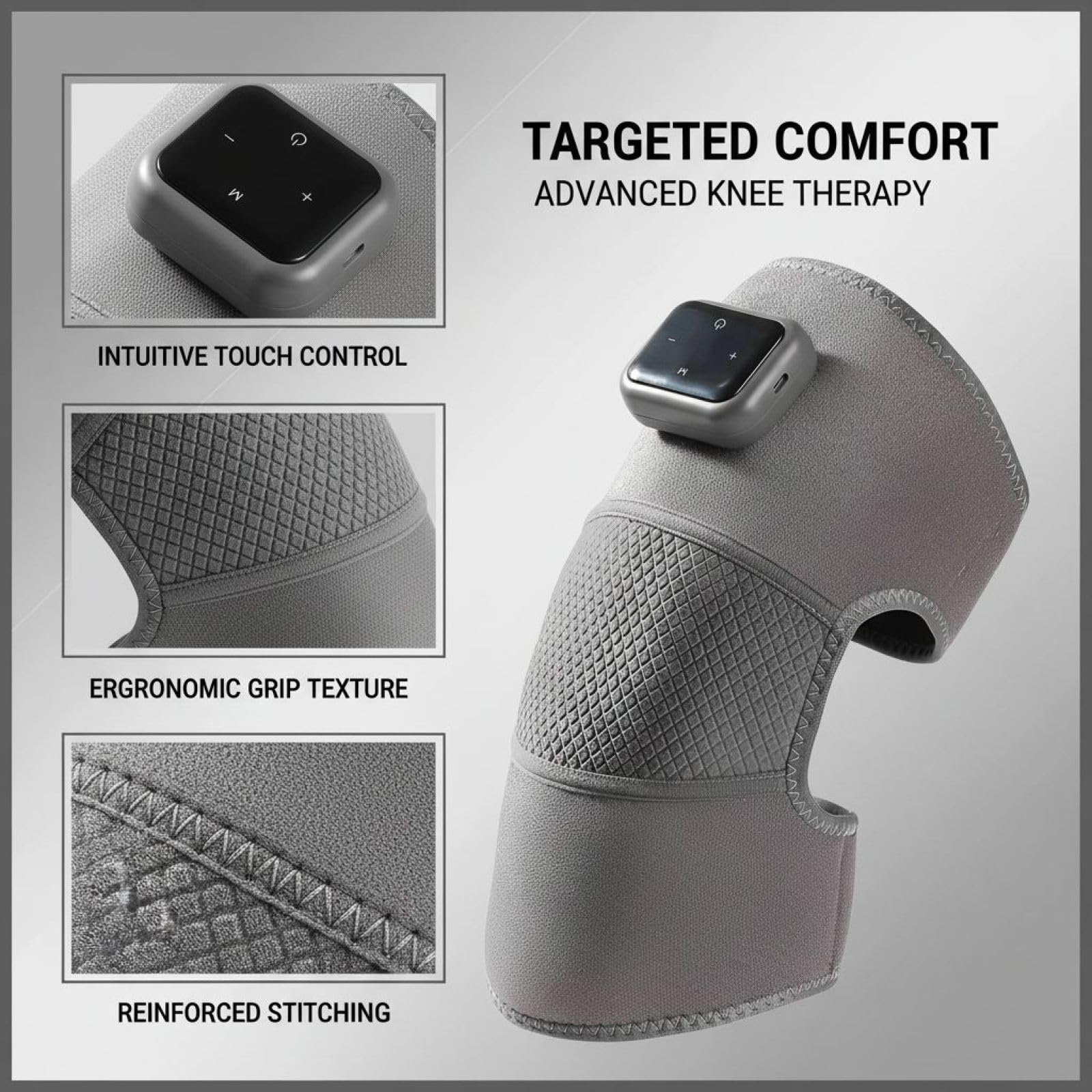 Beheizter Knie-Massager, Touchscreen-Steuerung und 4 Heizstufen, kabellose Heiz-Kniebandage für Arthritis, rheumatische Beschwerden, Vibration, Wärmeanwendung, für alte kalte Beine, 19,7 x 11,8 Zoll