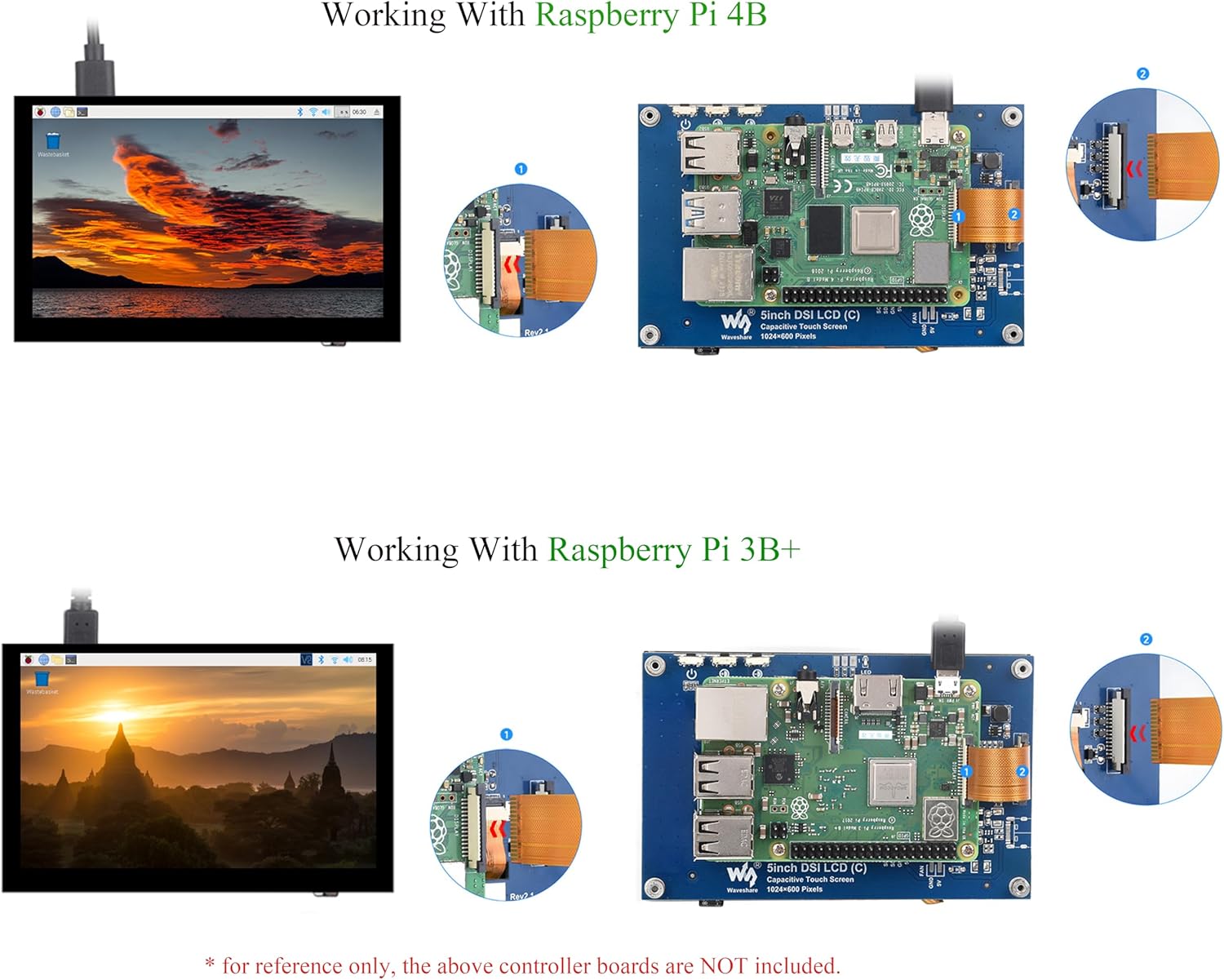 5inch DSI LCD 5-Point Capacitive Touch Screen Monitor for Raspberry Pi Pi5/4B/3B+/3B/3A+/CM4/CM3+/CM3, 1024 x 600 Resolution IPS Display Screen, DSI Interface, 178° Viewing Angle, No Driver Required