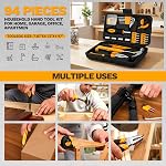 DEKOPRO 94 Piece Tool Set Household DIY Tool Kit for Men with Storage Toolbox, Small Basic Hand Tool Box Set for Home Repair, DIY, Apartment, Office, Orange