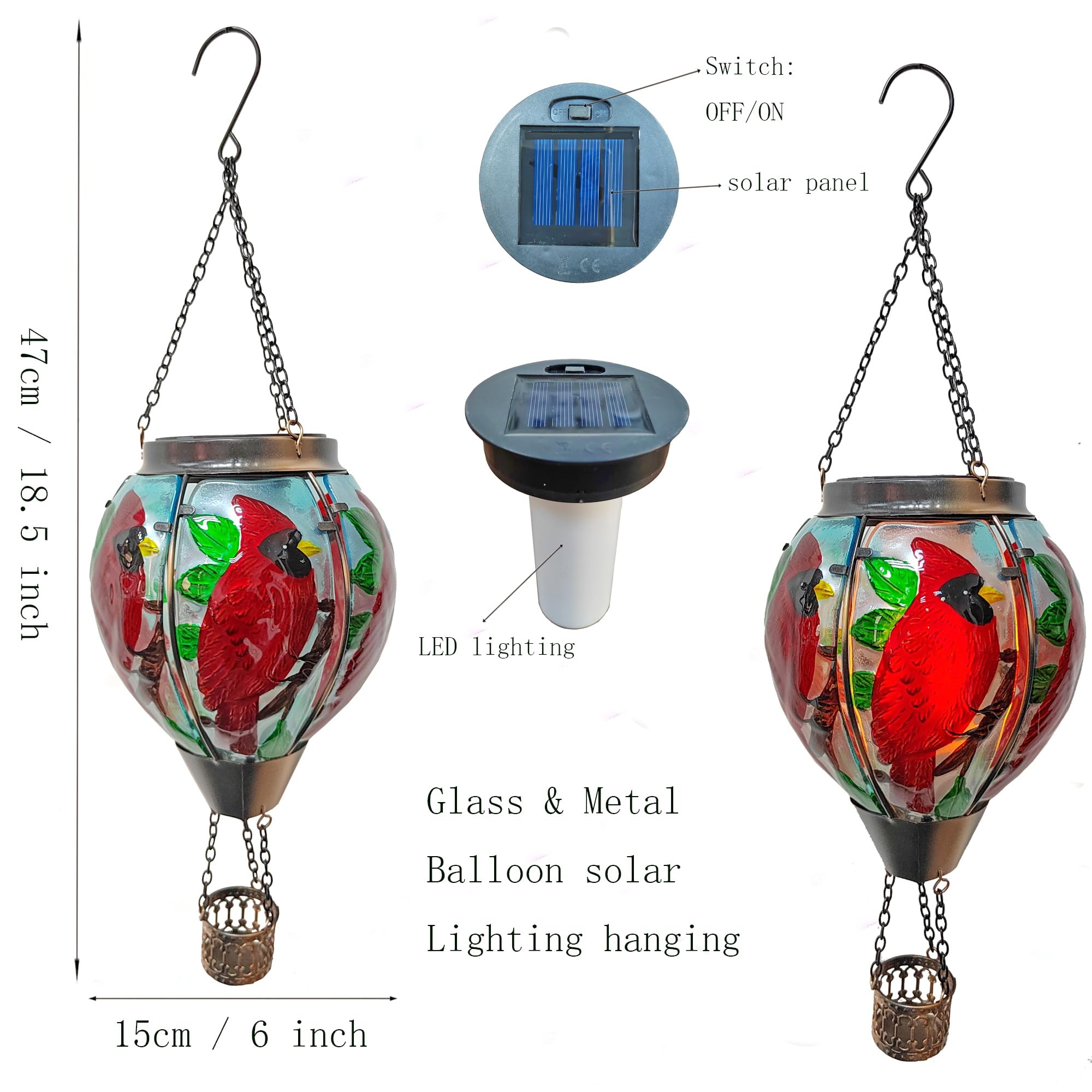 Lanterne Solaire En Forme De Montgolfière Cardinal Bird - Flamme