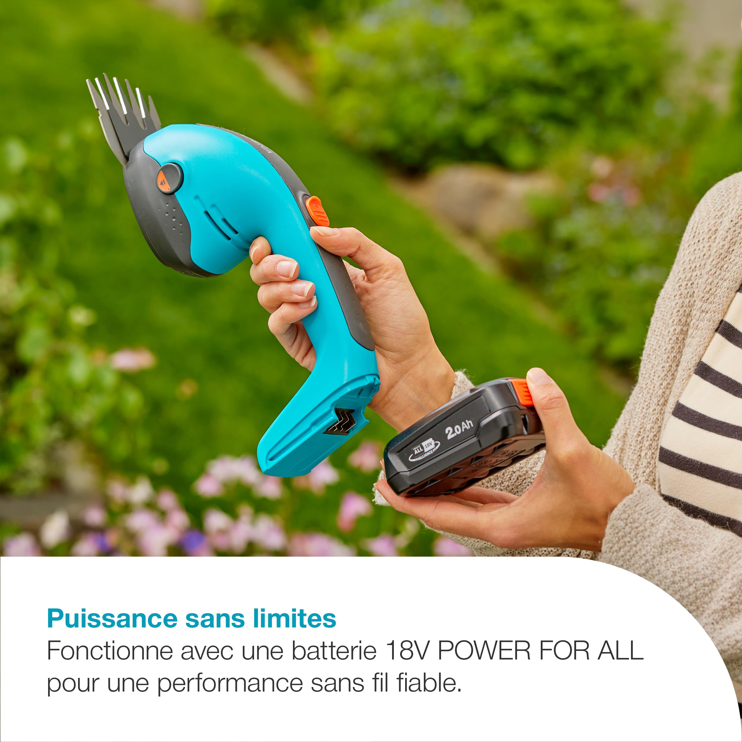 Gardena Kit Cisaille à Gazon + Lame Taille buissons PowerCut 18V / P4A sans Batterie: Lames tranchantes, Lames interchangeables, Légère, Stockage Vertical, sans Fil (14750-55)