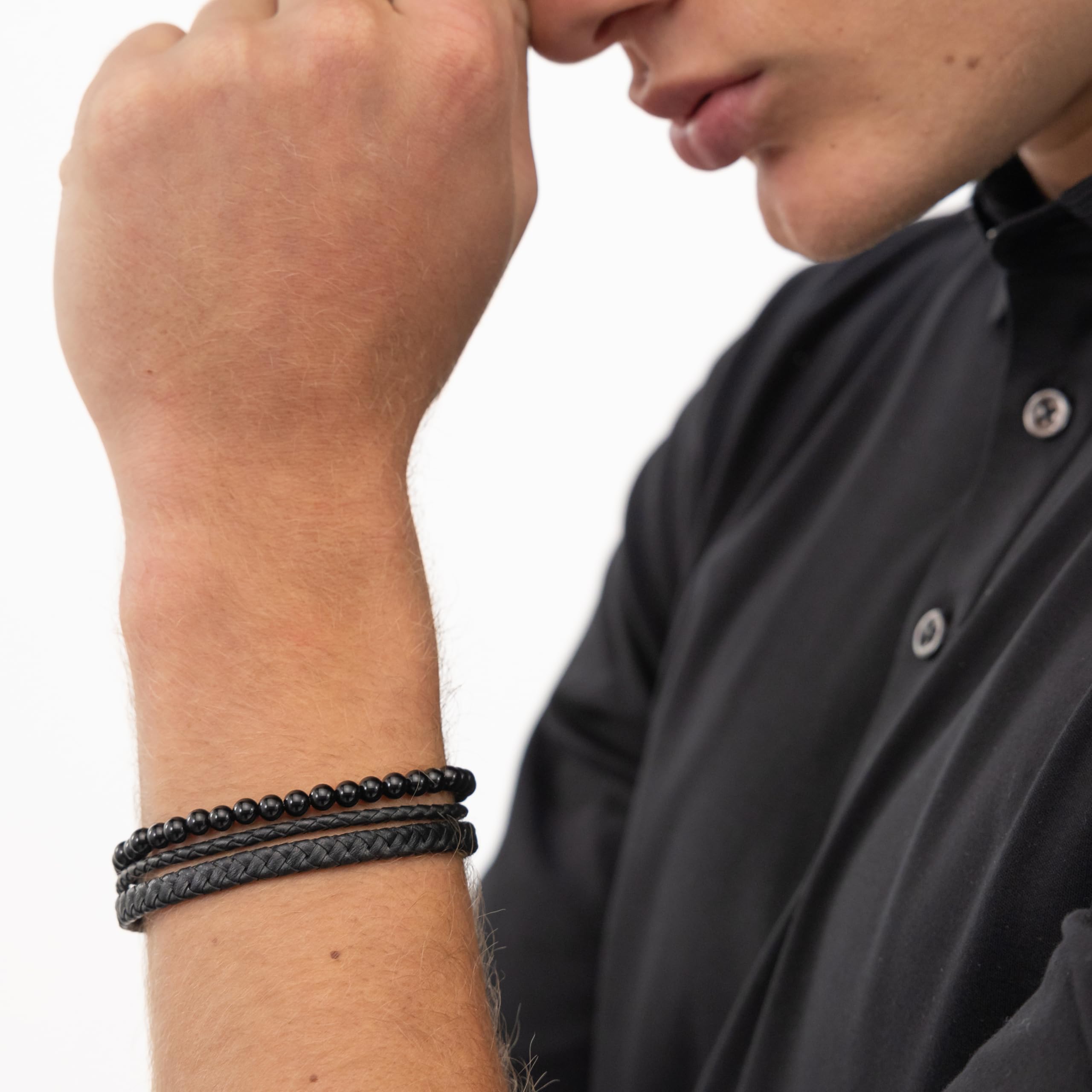 BOSS Jewelry Pulsera de Cuentas para Hombre Colección SPHERE MIXED - Disponible en Color Negro o Marrón