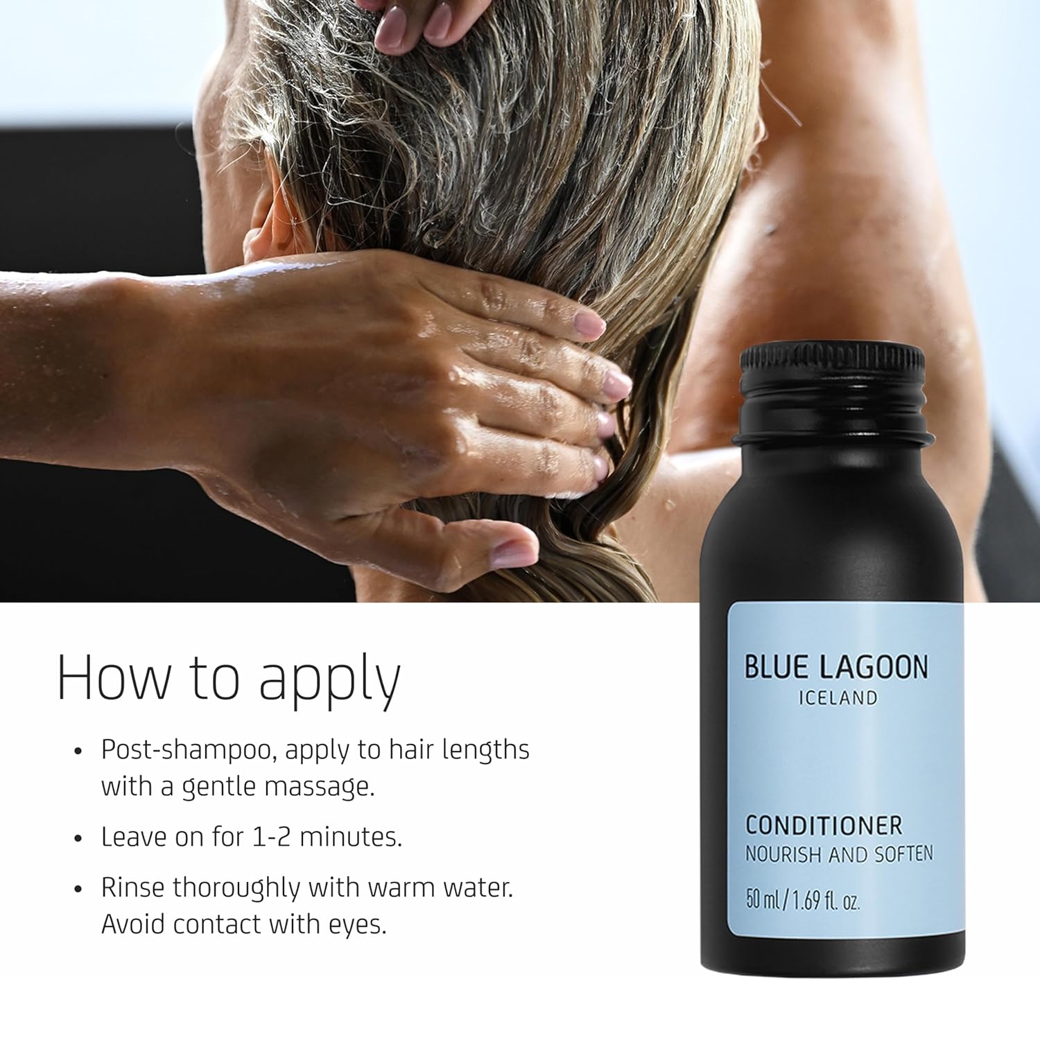 Blue Lagoon Skincare Conditioner - Enriched with Blue Lagoon Seawater - Nourish, Hydrate, Detangle & Soften Hair - Creamy Lightweight Texture - For All Hair Types - 50ML - Image 6