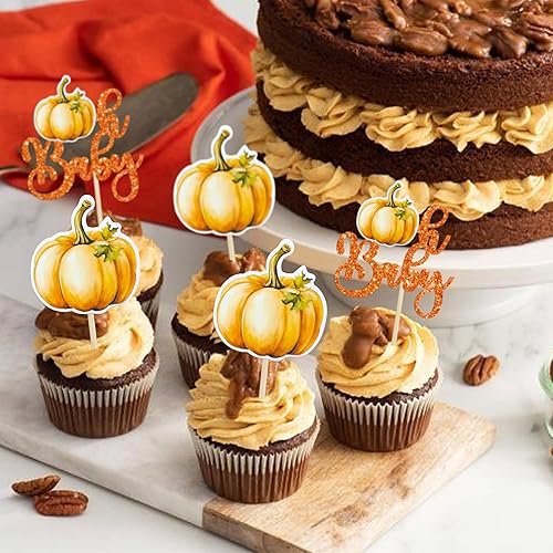 Miniatura 210 de 24 adornos de calabaza para cupcakes con purpurina para otoño, hojas, flores, calabaza, cupcakes, decoración de pasteles para Halloween, decoración