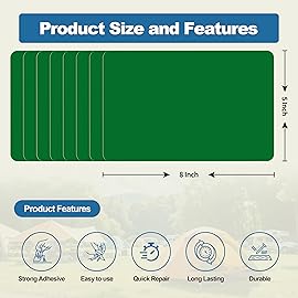 KING MOUNTAIN Self Adhesive Nylon Fabric Repair Patch, 58 Inches 8 Pcs, Quick Down Jacket Repair Patch, Waterproof Outdoor Gear Patch Kit for Tent,Backpacks,Umbrella, Gloves(Grass Green)