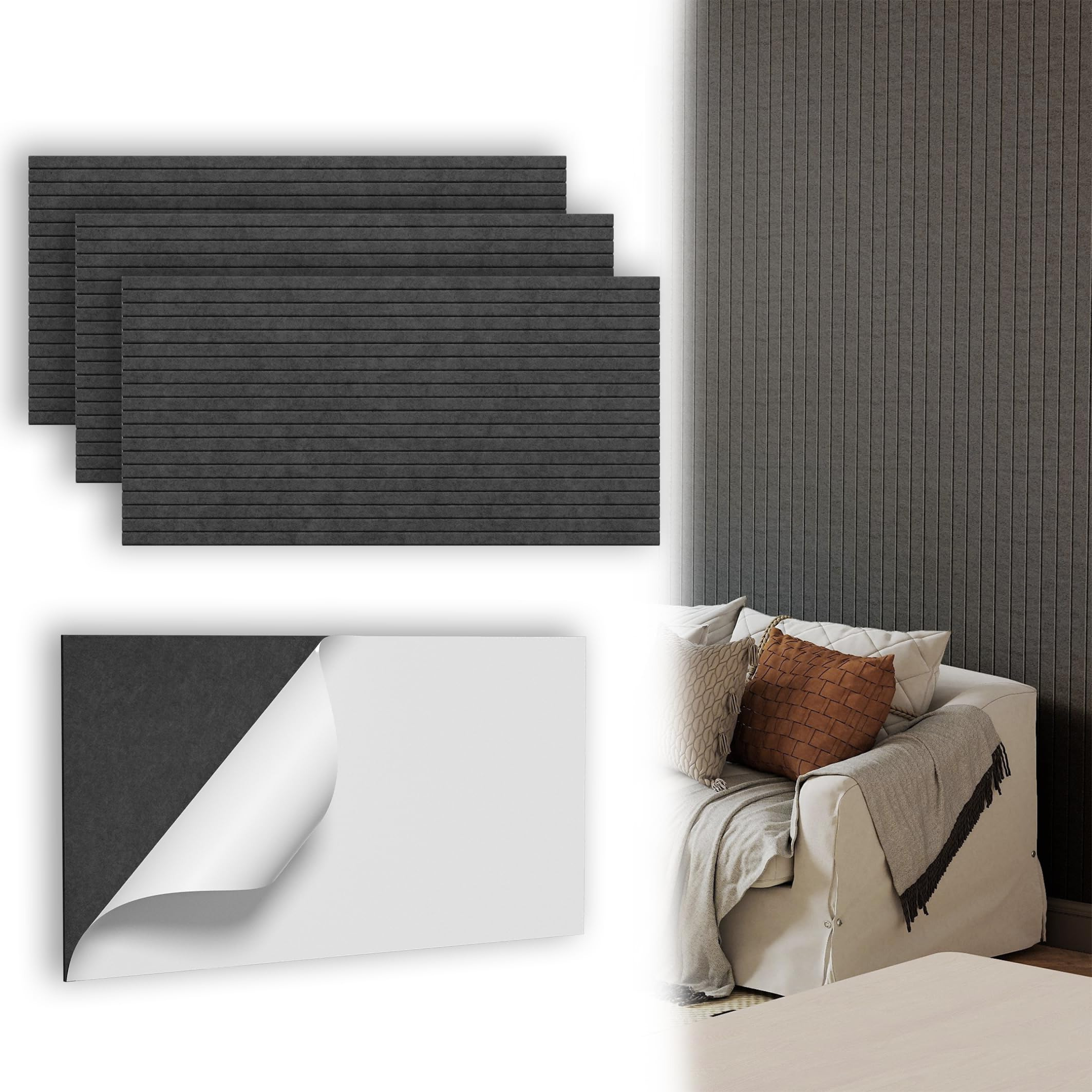 XMTECH Zestaw 4 paneli akustycznych, samoprzylepnych, 120 x 60 x 0,9 cm – płyty wygłuszające do ścian i sufitu, płyty akustyczne do izolacji akustycznej i wygłuszania – studio, kino domowe, biuro