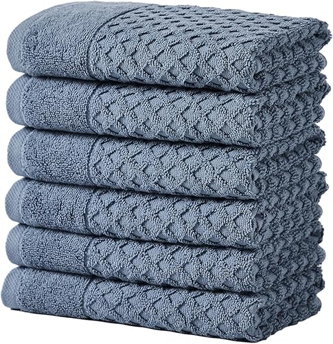 Miniatura 1 de Great Bay Home - Toallas de mano 100% algodón color azul, 6toallas de baño suaves para manos, altamente absorbentes y de secado rápido, colección