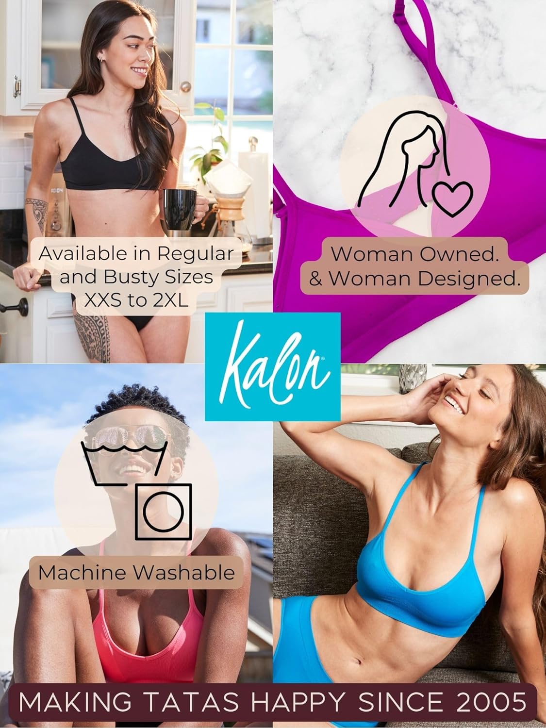 Kalon Women’s 4 Pack Demi Padded Bralette Wireless Comfortable Bra - Image 9