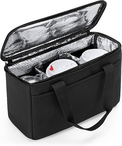 Trunab Transportador de bebidas reutilizable de 3 tazas para entrega con divisores ajustables, bolsa aislada para llevar, bolsa de transporte de