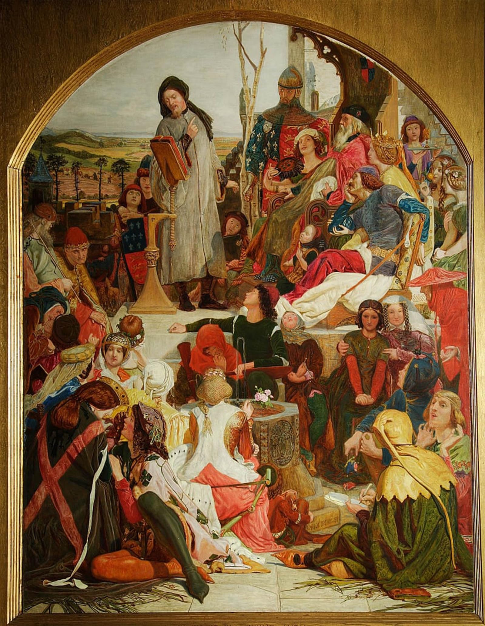 ARTXLXXBN Famous Art Print Poster Vintage Wall Art Chaucer At the Court of Edward Iii by Madox Brown Canvas Art Poster for Home Decor 60x90cm
