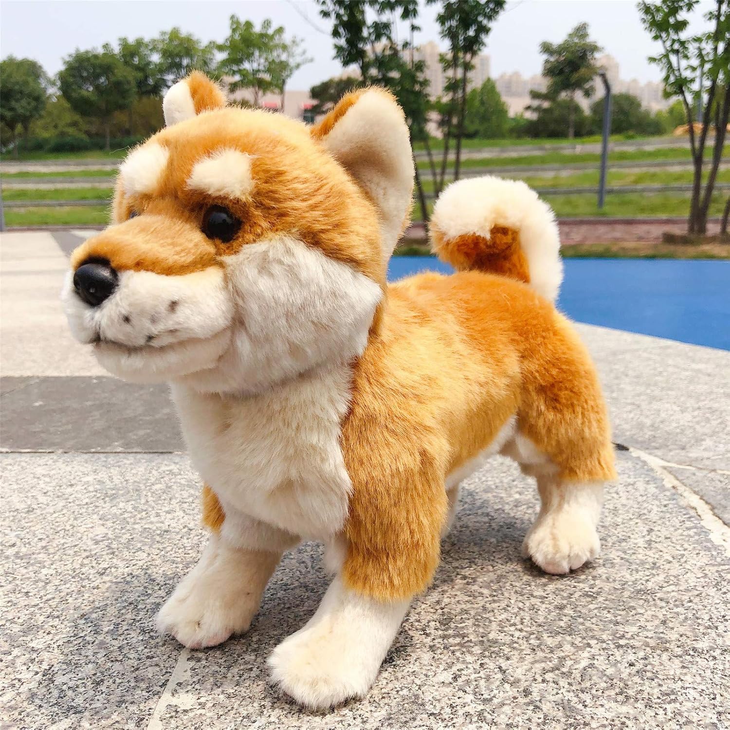TAMMYFLYFLY Shiba Inu Plush Corgi Pillow Cute Dog Doll Stuffed Animal Plush Toy 12 Inches (Brown)