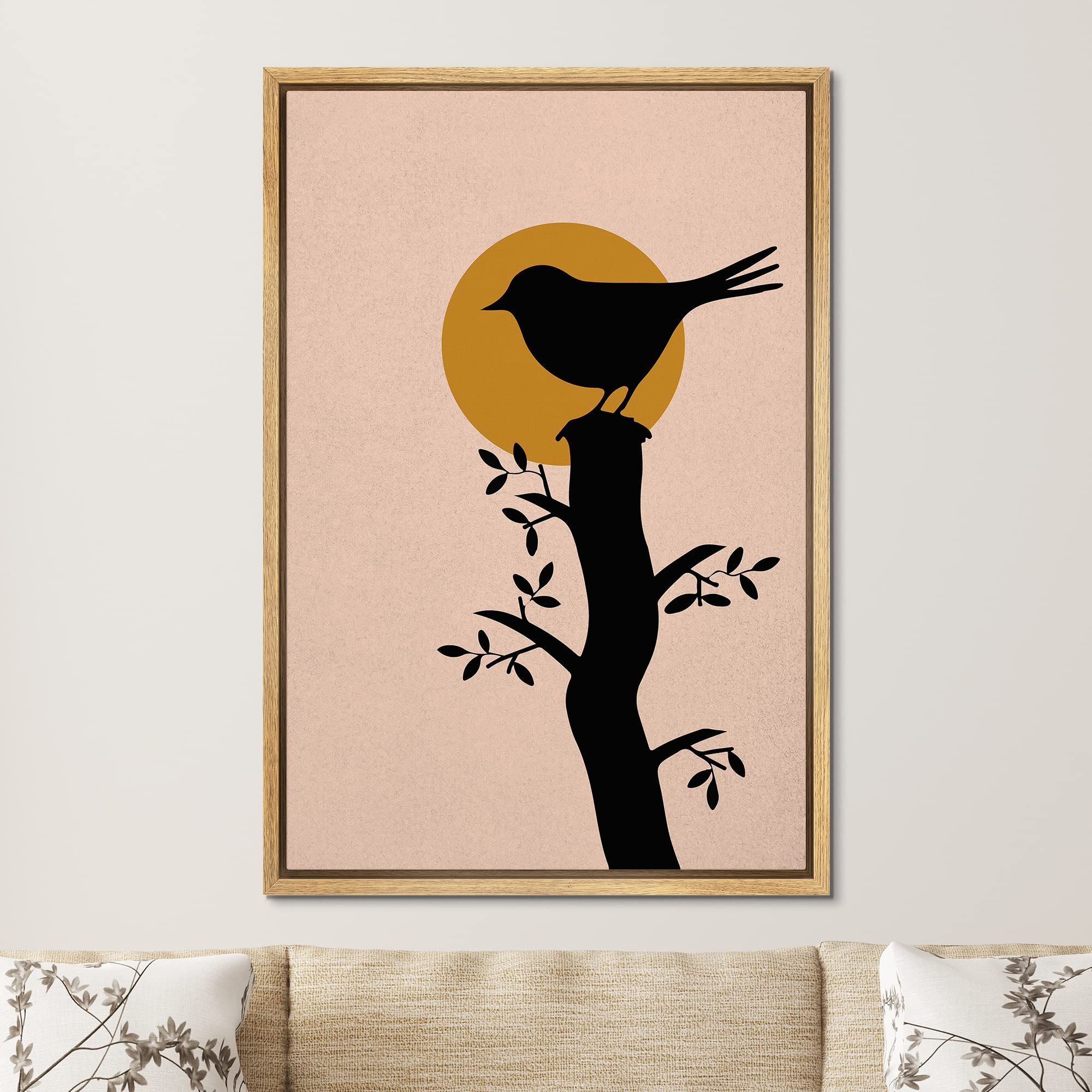 Amazon.com: SIGNFORD Framed Canvas Print Wall Art Finch Silhouette