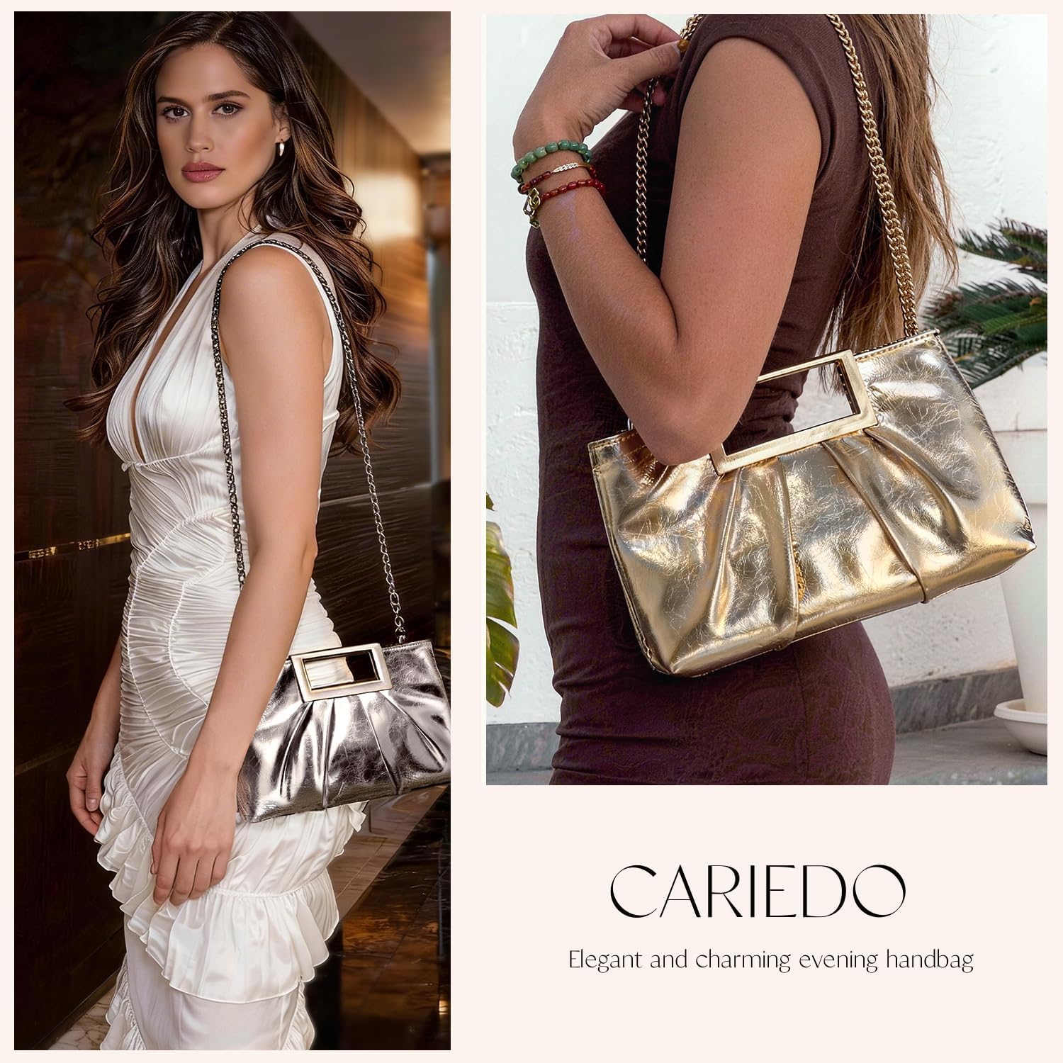 CARIEDO Evening Clutch Bag Bright Color PU Leather Formal Handbag Suitable for Wedding Prom Black Tie Events