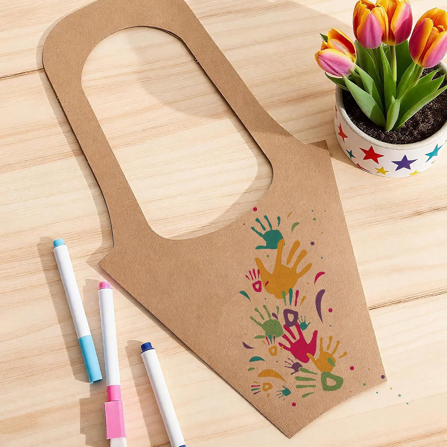 Jaarssho 50 Packs Kraft Paper Flowers Gift Bags with Handle, Brown Paper Bouquet Bag for Flower Gifts Wrap, Flower Bags for Bouquets, Wrapping Holder for Wedding Party Decoration image 5