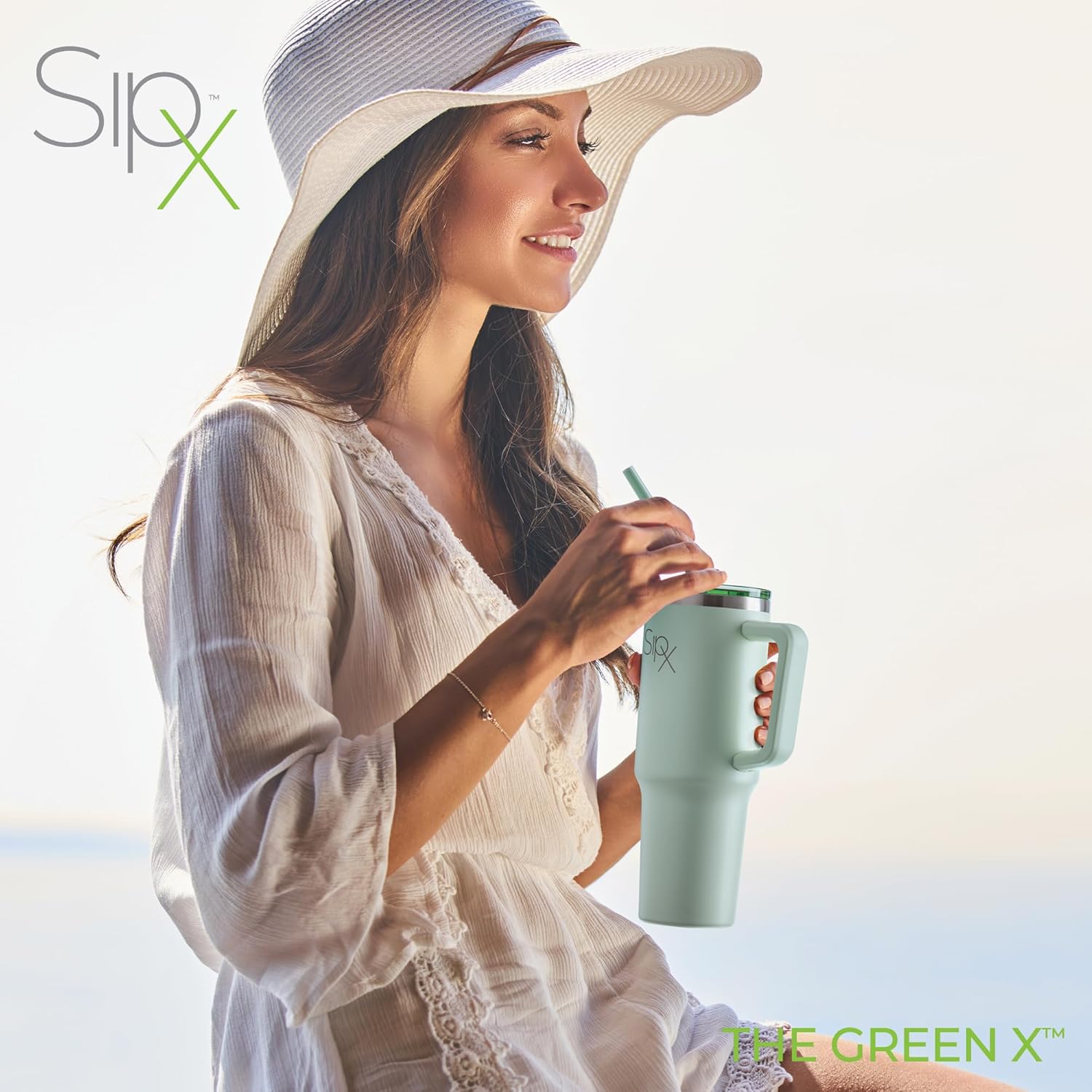 SIPX™ 30 oz Insulated Tumbler with Handle & Straw – Vacuum Insulated Stainless Steel, Leakproof, Cupholder Friendly – Perfect for Iced Coffee, Water & Travel – Green - Image 4