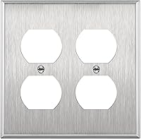 Vista 180 de ENERLITES Placa de pared de metal dúplex para receptáculos, cubierta de salida de acero inoxidable, resistente a la corrosión, tamaño de 1 banda