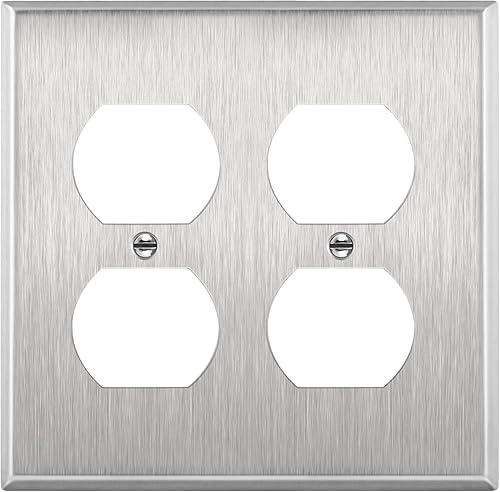 Miniatura 36 de ENERLITES Placa de pared de metal para receptáculo dúplex, tapa de tomacorriente, resistente a la corrosión, tamaño estándar de 1 banda, 4.50 x 2.76
