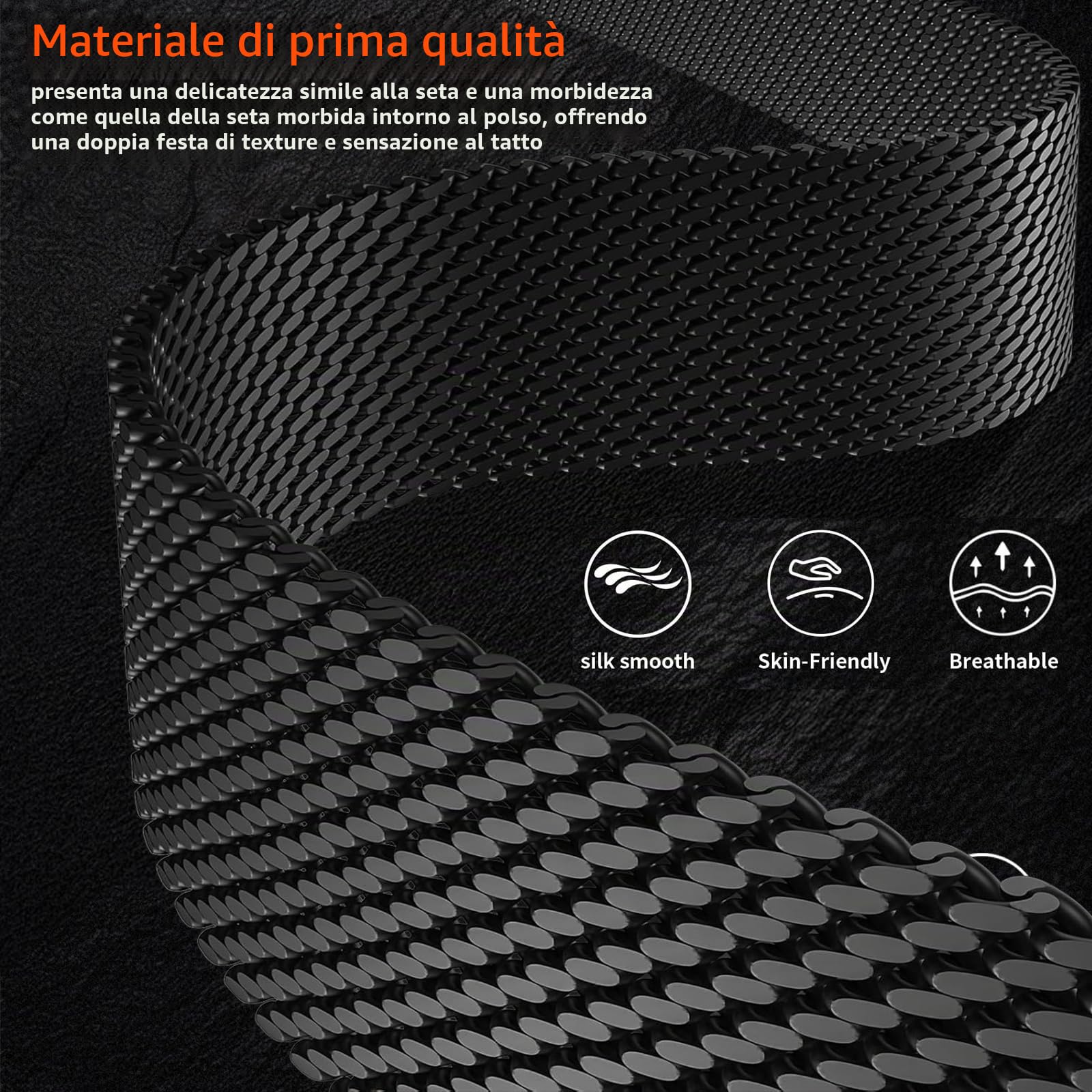 Cinturino Milanese Loop Compatibile con Apple Watch Ultra 3/2/1 49mm 46mm 45mm 44mm 42mm (Serie 3 2 1) Uomini Donne, Cinturini in Metallo per iWatch 11 10 9 SE 8 7 6 5 4, Fibbia Stile Paracadute