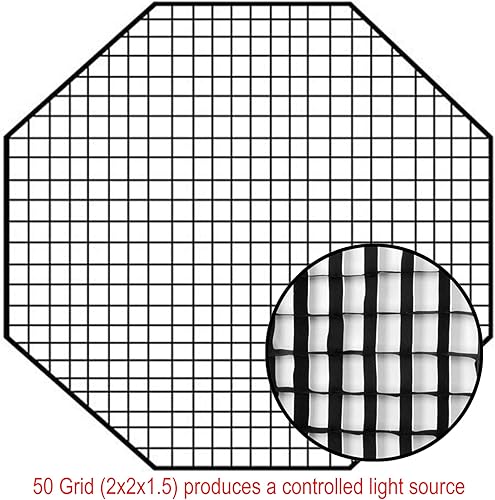Miniatura 5 de Fotodiox Pro 48" Octagon Softbox Plus Grid (Eggcrate) para Studio StrobeFlash con difusor suave y anillo de velocidad dedicado, para luz