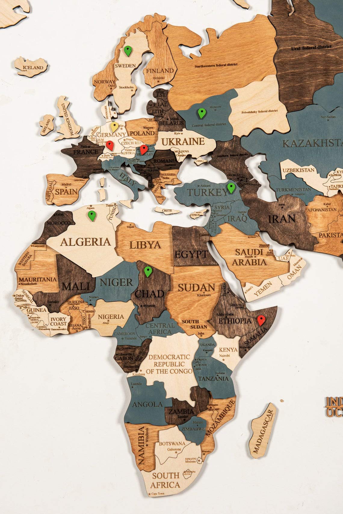 3D Wood World Map Wall Art Large, Wooden world map wall decor, Wooden map of the world for wall